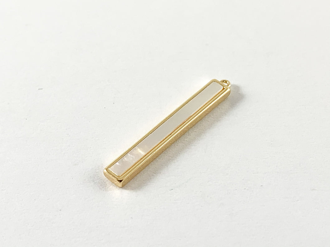 Real Gold Plated 18K Bar Shell Charm/Pendant Over Copper 6pc