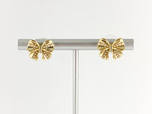 Load image into Gallery viewer, Cute Bowtie Studs with Pearls and CZ Pave in 18K Gold or Silver plated Copper 4 pairs
