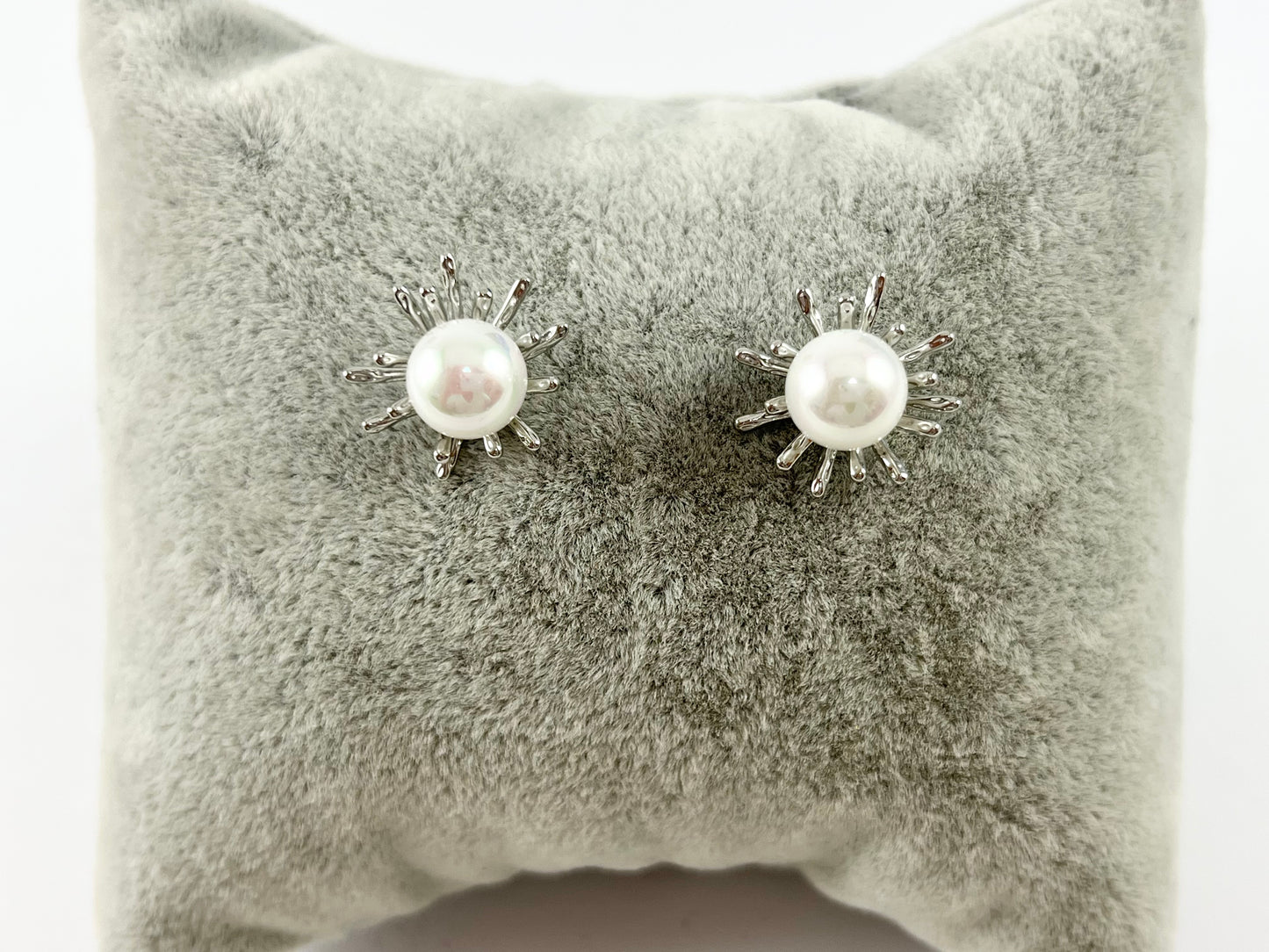 Pretty Unique Pearl Studs in 18K Gold or Silver plated Copper 3 pairs