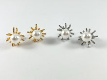 Load image into Gallery viewer, Pretty Unique Pearl Studs in 18K Gold or Silver plated Copper 3 pairs
