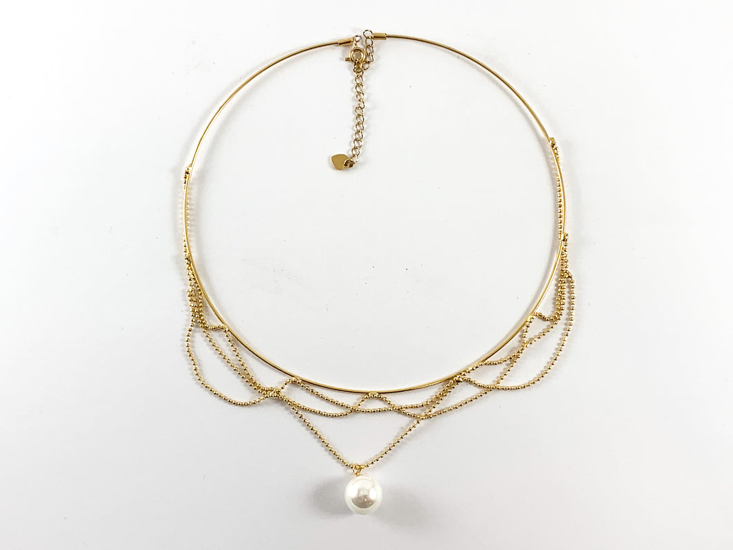 Delicate 18K Gold/Platinum Plated Dainty Minimalist Fancy Pearl Choker