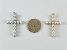 Load image into Gallery viewer, Real Gold/Platinum Plated 18K Micro CZ Pave Mother of Pearl Cross Charm Over Copper 5pc
