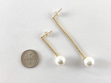 Load image into Gallery viewer, Real Gold 18K Plated Rhinestone Pearl Drop Earrings 1 pair
