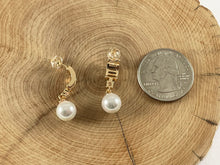 Load image into Gallery viewer, 18K Gold/Silver Plated CZ Pave Baguette Dainty Pearl Drop Earring Over Copper 3 pairs
