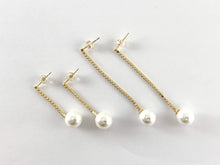 Load image into Gallery viewer, Real Gold 18K Plated Rhinestone Pearl Drop Earrings 1 pair
