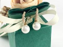 Load image into Gallery viewer, Elegant Pearl Drop Earrings in CZ Pave 18K gold Plated over Copper 3 pairs
