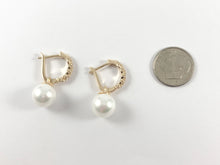 Load image into Gallery viewer, Elegant Pearl Drop Earrings in CZ Pave 18K gold Plated over Copper 3 pairs
