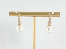 Load image into Gallery viewer, Elegant Pearl Drop Earrings in CZ Pave 18K gold Plated over Copper 3 pairs
