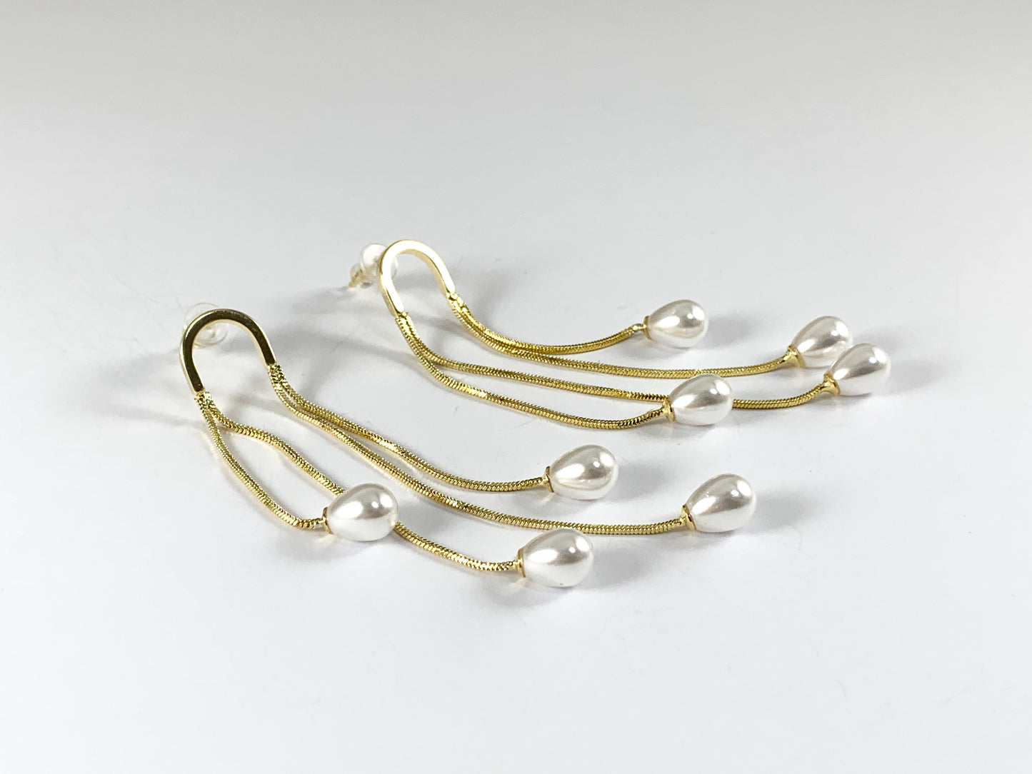 Real 18K Gold or Silver Plated Pearl Drop Tassel Earring Over Copper 1 pair