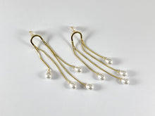 Load image into Gallery viewer, Real 18K Gold or Silver Plated Pearl Drop Tassel Earring Over Copper 1 pair
