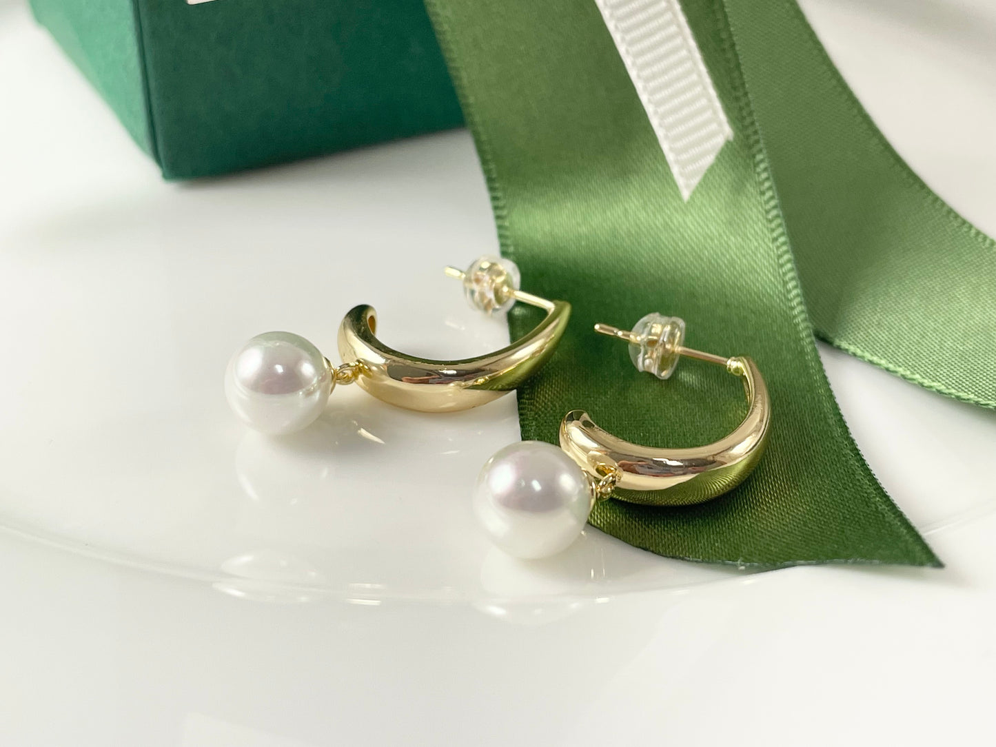 18K Gold or Silver Plated Minimalist Pearl Drop Earring Over Copper 3 pairs