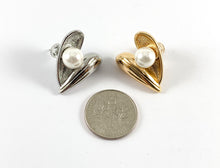 Load image into Gallery viewer, Real 18K Gold/Silver Plated Pearl Heart Earrings Over Copper 3 pairs
