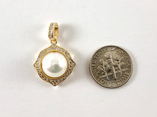 Cargar imagen en el visor de la galería, Real Gold Plated 18K Micro CZ Pave Mother of Pearl Charm Over Copper 5pc
