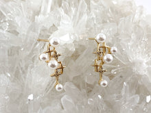 Load image into Gallery viewer, Real 18K Gold Plated Pave Mother of Pearl Earring Stud Over Copper 3 pairs
