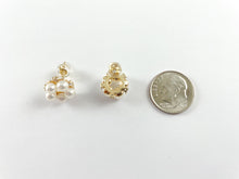 Load image into Gallery viewer, 18K Gold Plated CZ Pave Pearl Floral Stud Earring Over Copper 3 pairs
