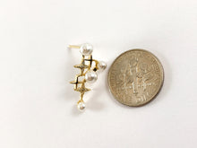 Load image into Gallery viewer, Real 18K Gold Plated Pave Mother of Pearl Earring Stud Over Copper 3 pairs
