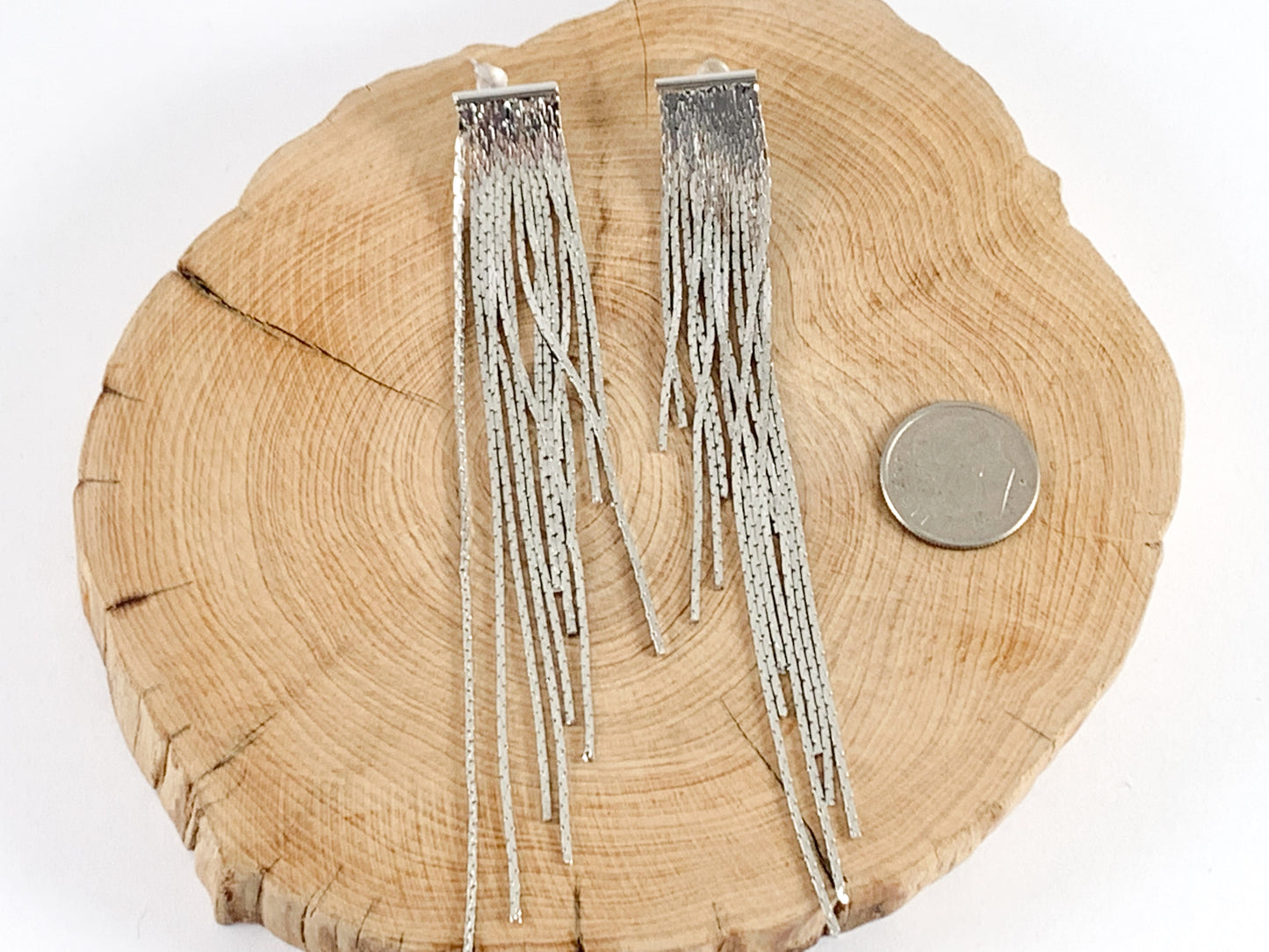Pendientes de borla recta con flecos glamorosos en oro de 18 quilates o chapado en plata sobre cobre 1 par