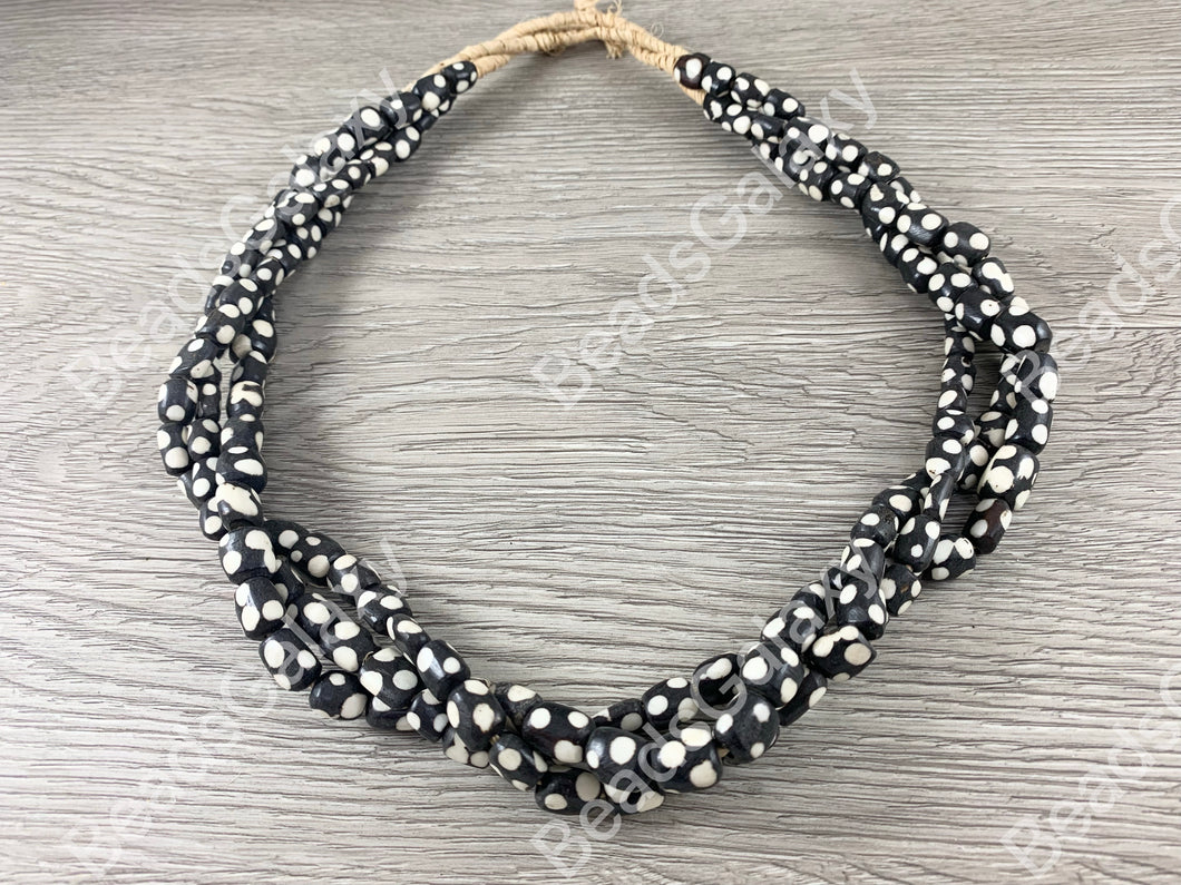 Brown Polka Dot Bone Beads From Africa