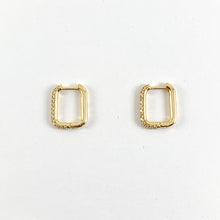 Cargar imagen en el visor de la galería, Real 18K Gold Plated Pave Rectangle Earring Over Copper 5pairs
