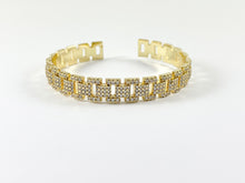 Load image into Gallery viewer, Real Gold/Platinum 18K Plated Copper CZ Pave Rhinestone Rectangle Link Trendy Bracelet Cuffs
