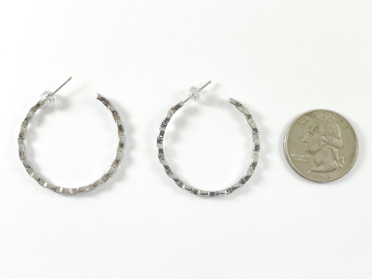 18K Gold and Platinum Plated Dainty Cubic Zirconia Earring Hoop Over Copper 3 pairs