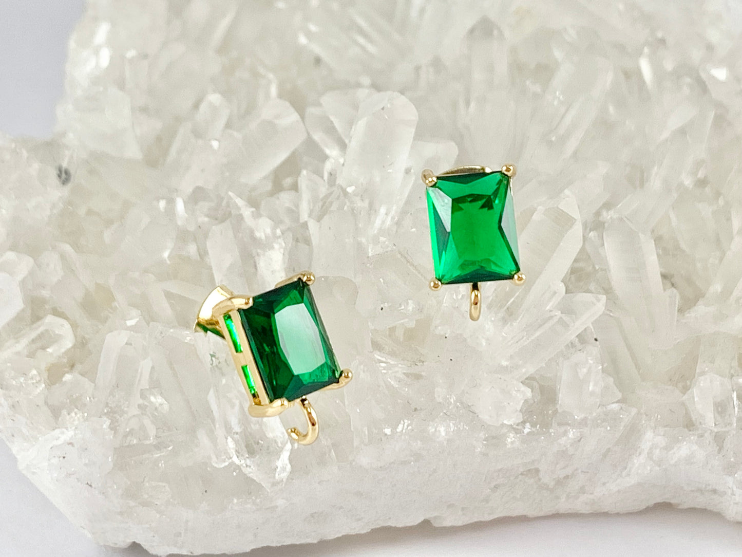 Componente del perno prisionero del pendiente del rectángulo del pavé chapado en oro real de 18 quilates sobre 5 pares de cobre