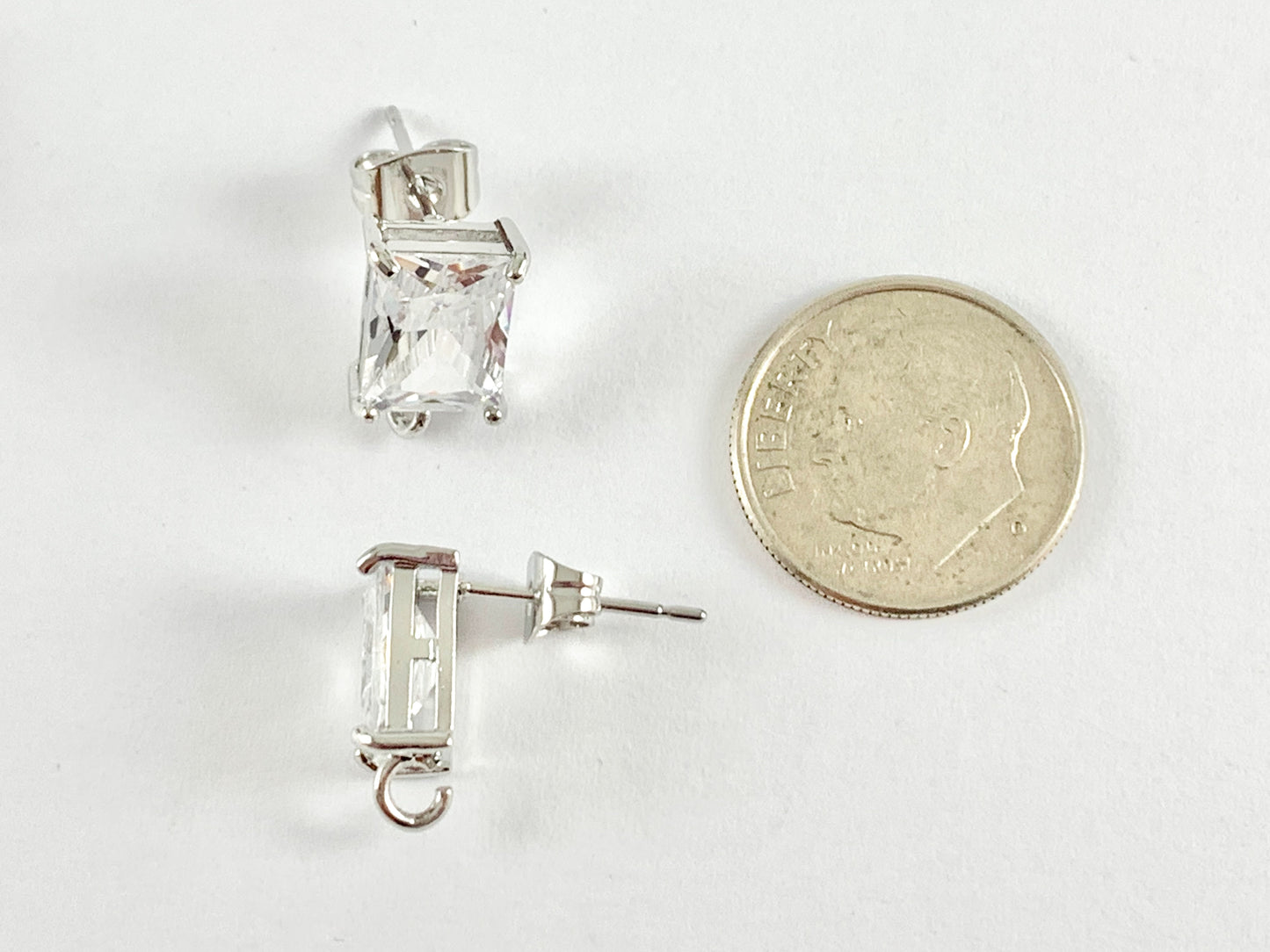 Componente del perno prisionero del pendiente del rectángulo del pavé chapado en oro real de 18 quilates sobre 5 pares de cobre