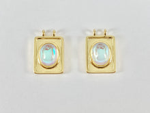 Load image into Gallery viewer, Opalite Oval AB Rectangle Pendants over 18K Gold plated Copper 6 pcs
