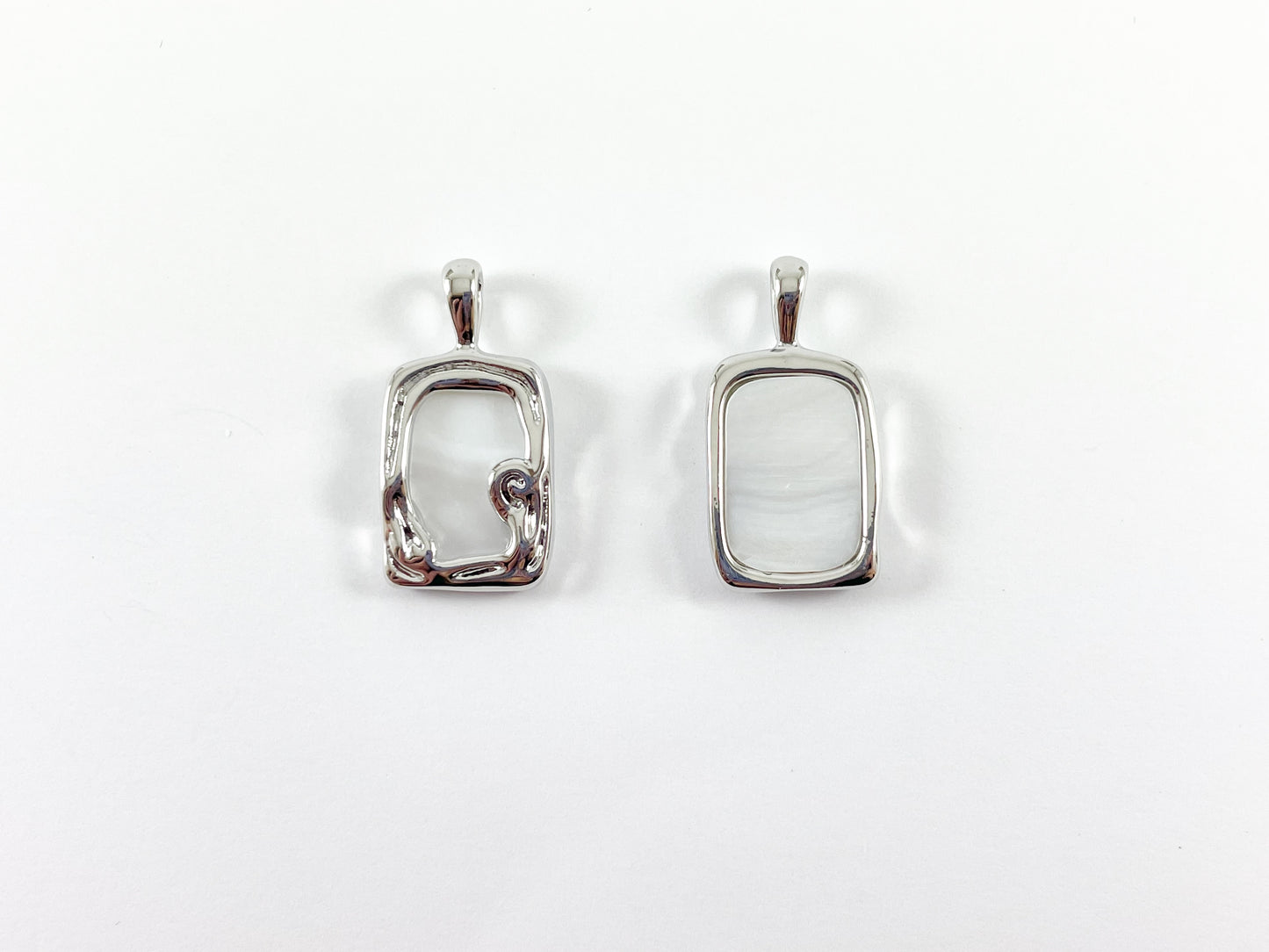 Real Gold/Silver Plated 18K Rectangle Shell Charm/Pendant Over Copper 6 pcs