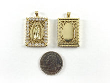 Load image into Gallery viewer, 18K Gold Plated Micro CZ Pave Religious Guadalupe Pendant Over Brass 5pcs
