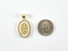 Load image into Gallery viewer, Real Gold Plated 18K Micro CZ Pave White Lip Shell Coin Charm with Virgin Mary Over Copper 4pcs
