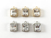 Load image into Gallery viewer, 18K Gold/Silver Plated CZ Pave Rectangle Charm Over Copper 6pcs
