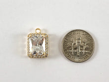 Load image into Gallery viewer, 18K Gold/Silver Plated CZ Pave Rectangle Charm Over Copper 6pcs
