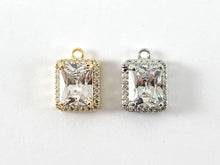 Load image into Gallery viewer, 18K Gold/Silver Plated CZ Pave Rectangle Charm Over Copper 6pcs
