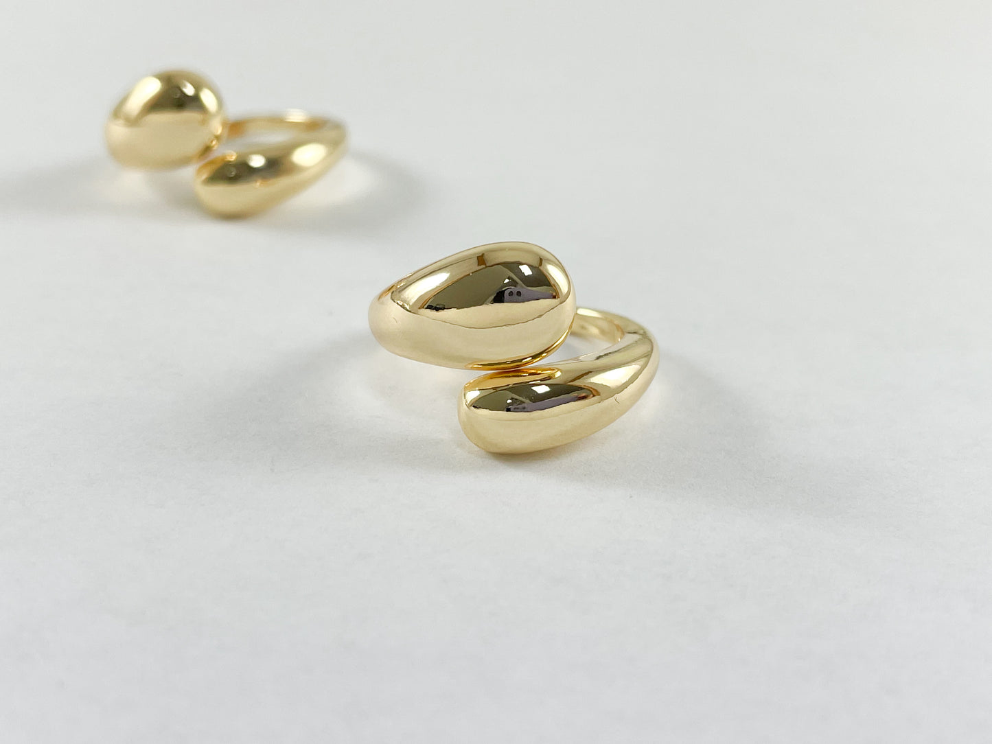 18K Gold Plated Simple Bypass Ring 5pcs