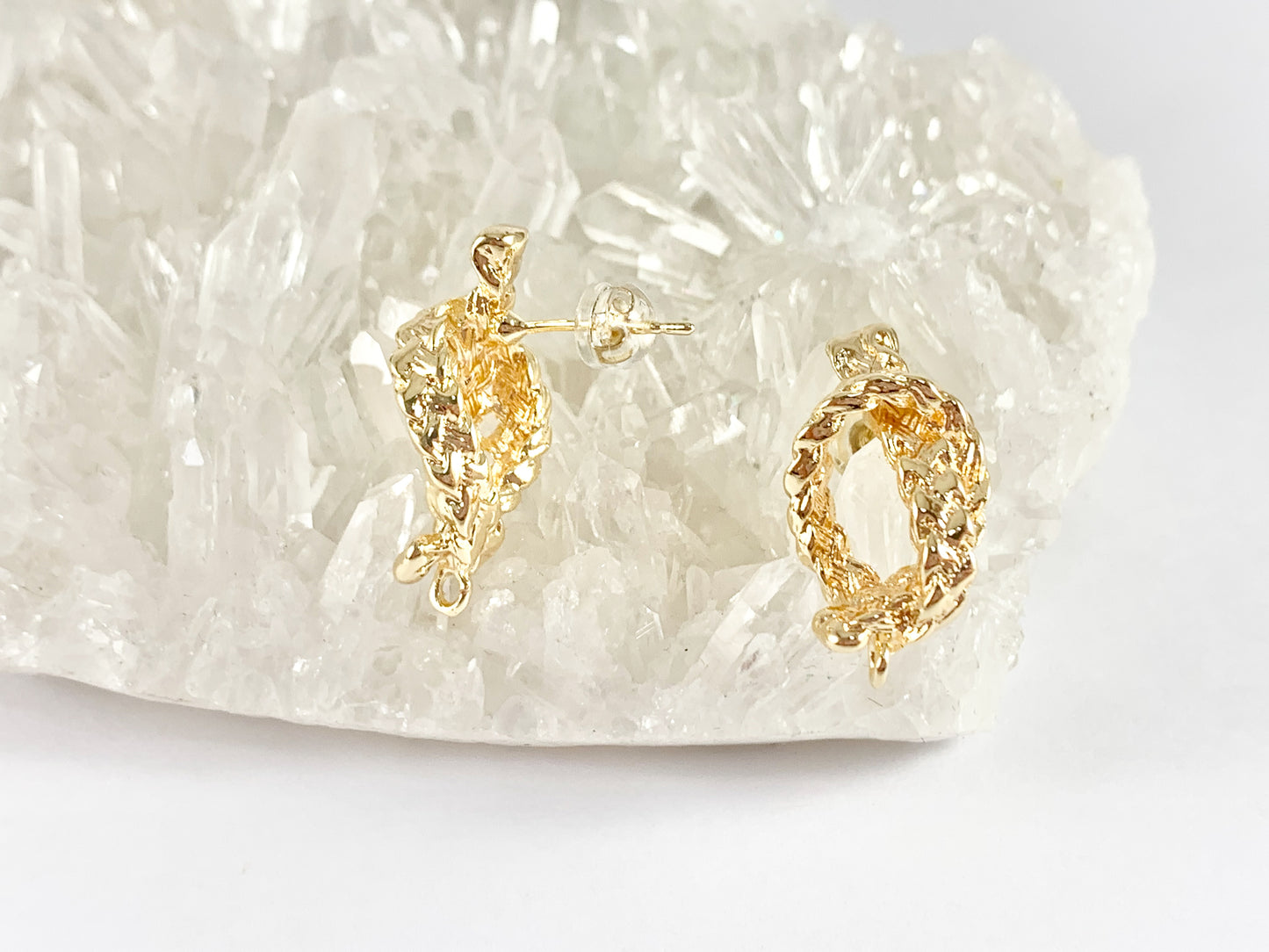 Knotted Roped Earring Findings Component with Loop in 18K Gold plated Copper 5 pairs