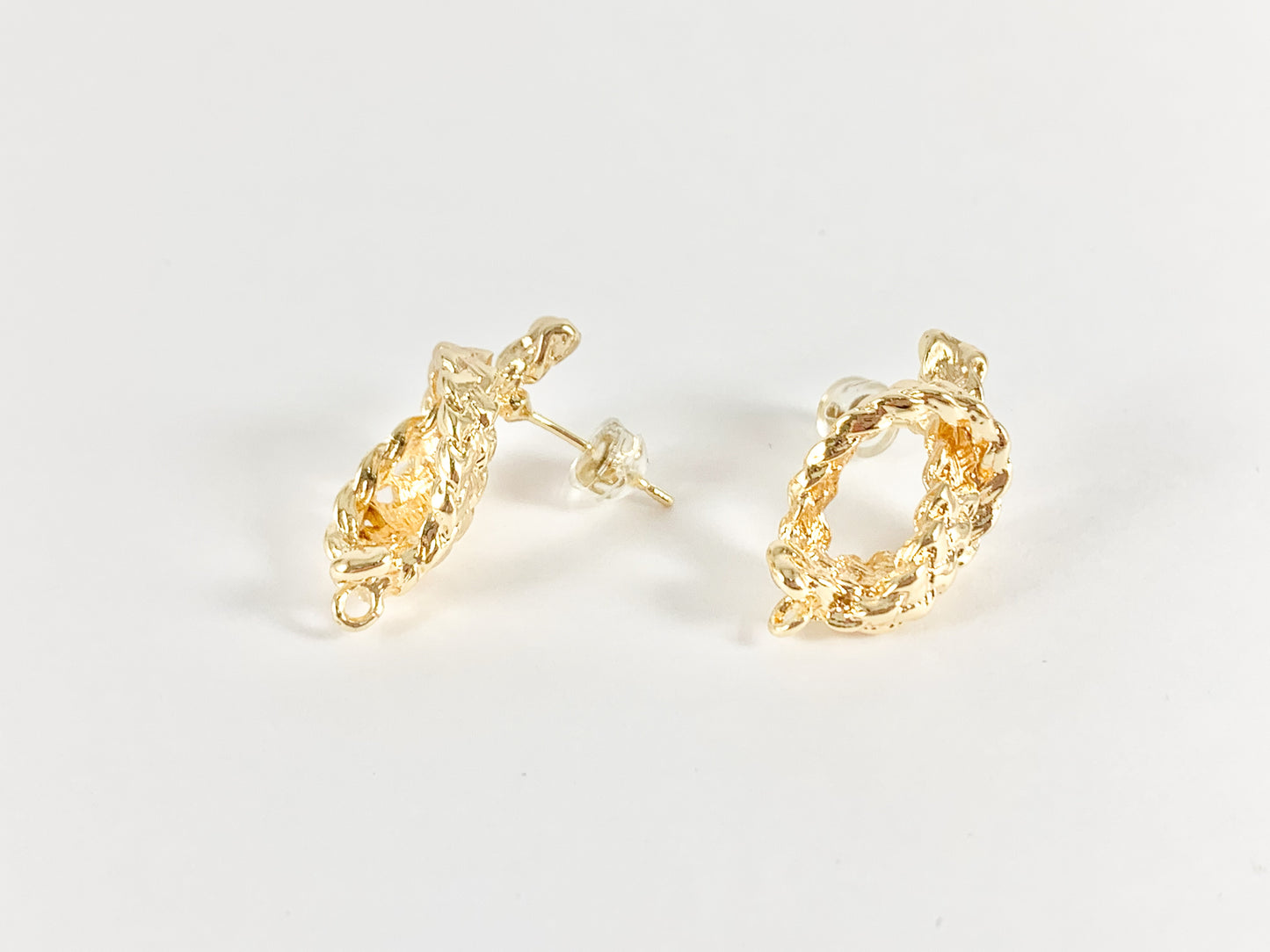 Knotted Roped Earring Findings Component with Loop in 18K Gold plated Copper 5 pairs
