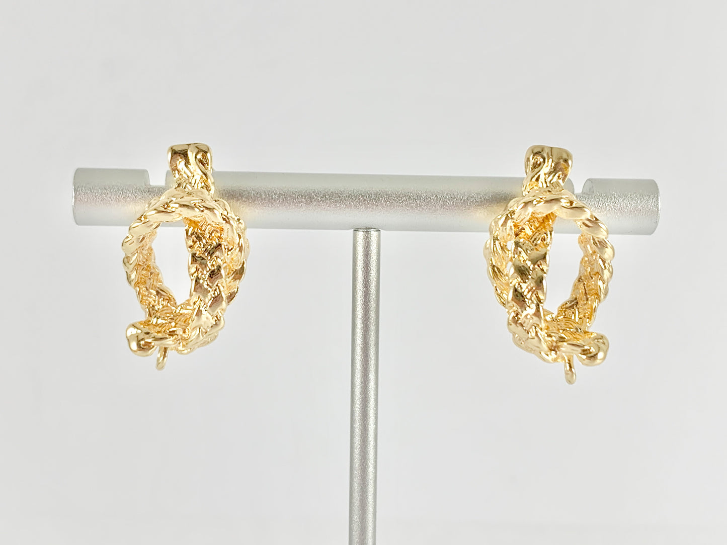 Knotted Roped Earring Findings Component with Loop in 18K Gold plated Copper 5 pairs