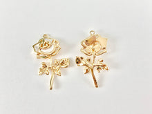 Load image into Gallery viewer, Delicate Gold Rose White Shell Dangle Pendants Charms in 18K Gold plated Copper 6pcs
