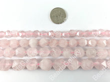 Cargar imagen en el visor de la galería, Cuentas de piedras preciosas naturales facetadas con corte de estrella de cuarzo rosa cortadas a mano alrededor de 15&quot;
