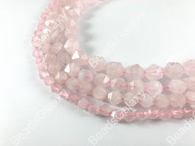 Load image into Gallery viewer, Handcut Rose Quartz Starcut Faceted Natural Gemstone Beads Around 15&quot;
