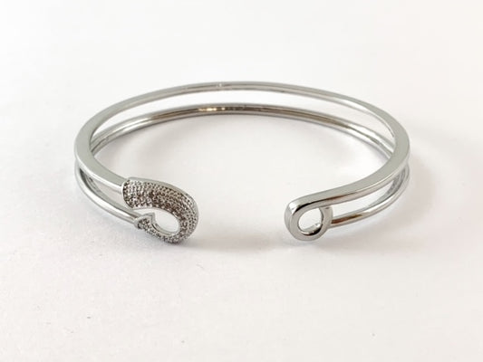 Real Gold/Platinum 18K Plated Copper Bracelet Safety Pin Cuffs/Bangles