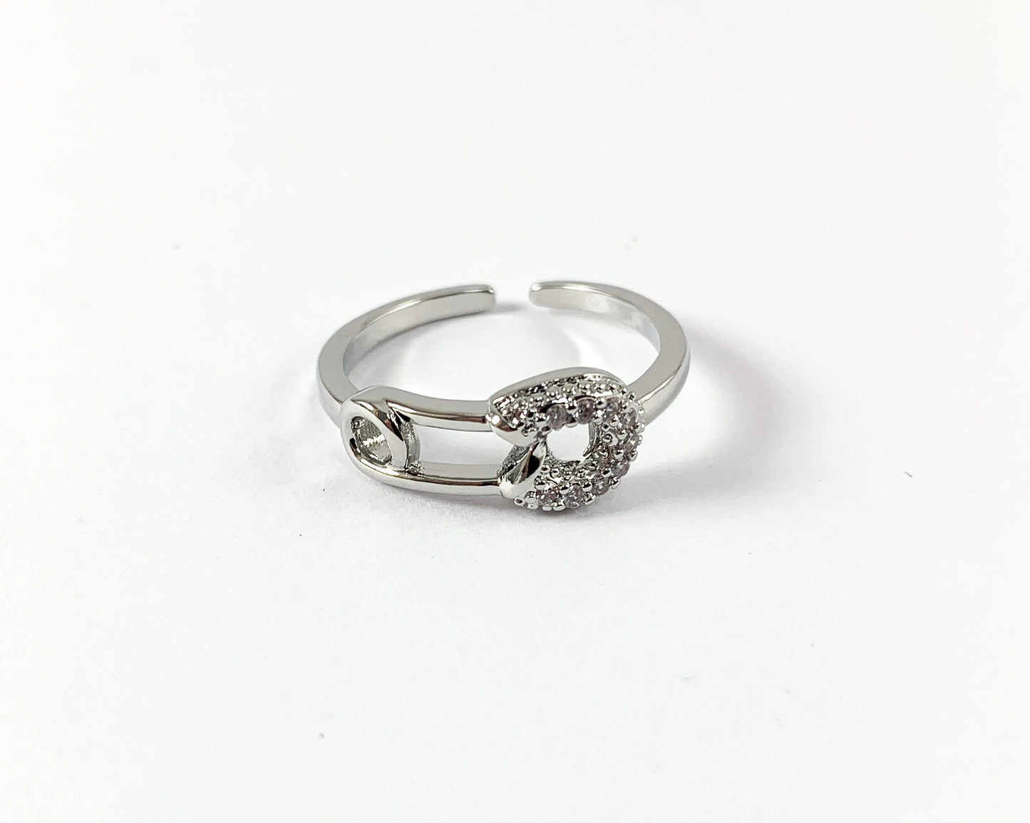 Anillo ajustable con pasador de seguridad chapado en oro real de 18 quilates, 5 piezas