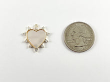 Load image into Gallery viewer, 18K Real Gold Plated Micro CZ Pave White Lip Shell Heart Charm Pendant Over Copper 6pcs
