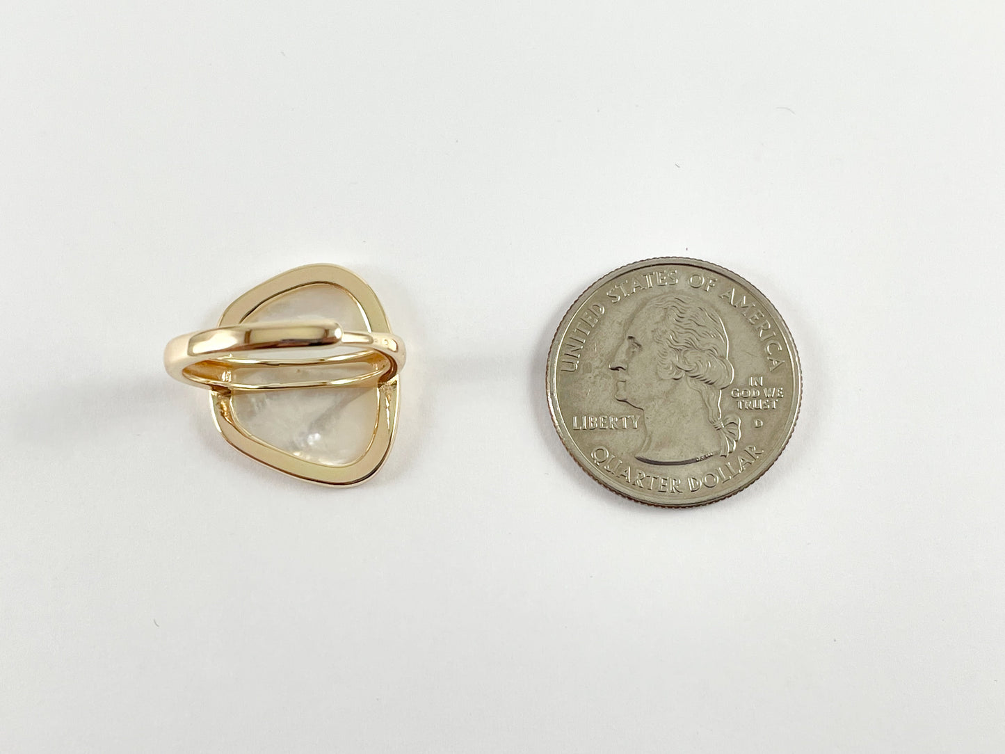 Real Gold/Platinum 18K Plated Copper White Lip Shell Bold Statement Ring 4pcs