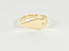 Load image into Gallery viewer, Side Heart Signet Adjustable Ring in Real Gold 18K Plated Copper 5pcs
