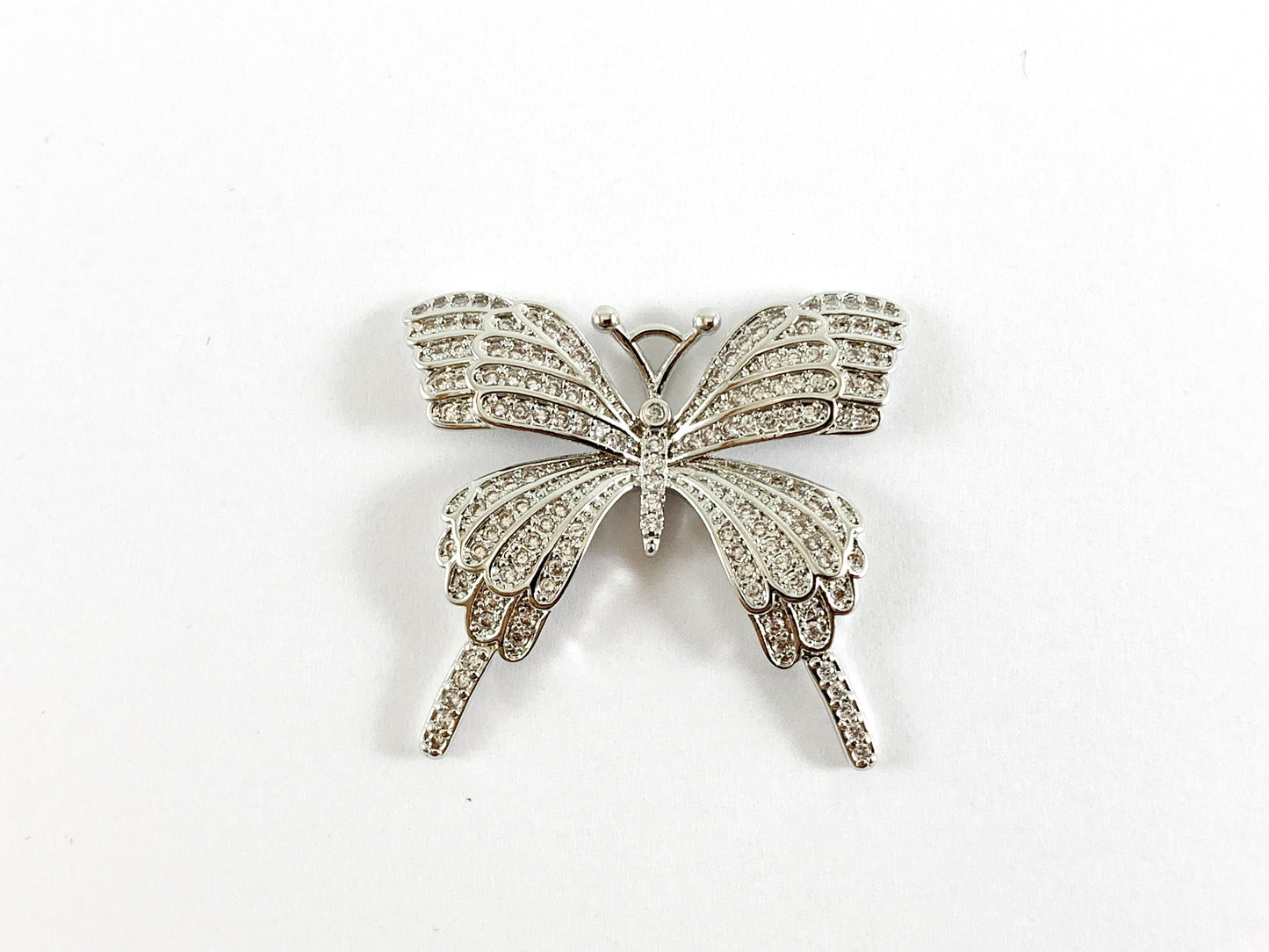 Real Gold/Platinum 18K Plated Micro CZ Butterfly Pave Pendant Over Brass 3pcs