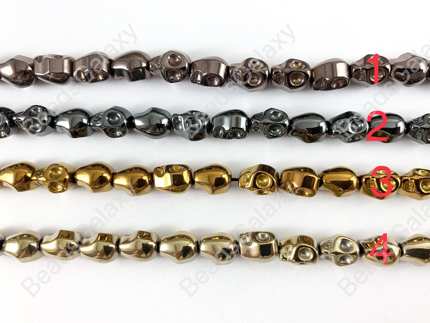 Hematite Skull Beads Around 15"-16"