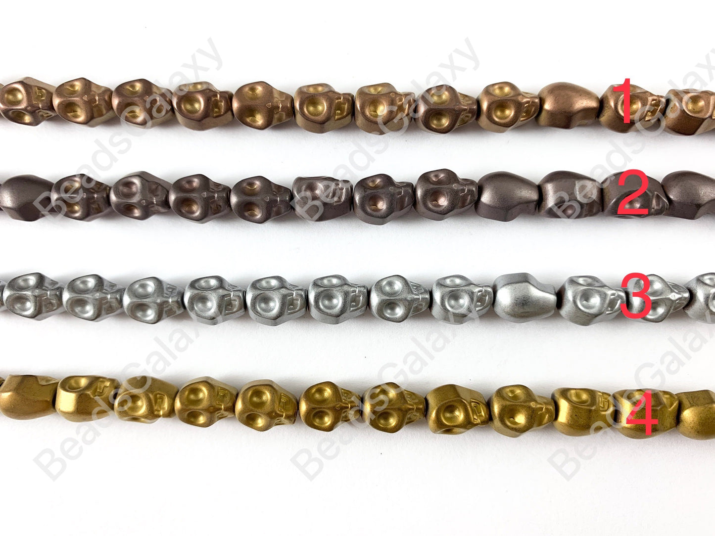 Matte Hematite Skull Beads Around 15"-16"