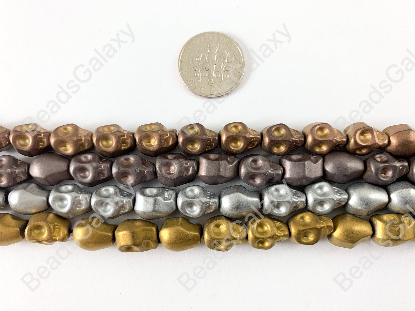 Matte Hematite Skull Beads Around 15"-16"